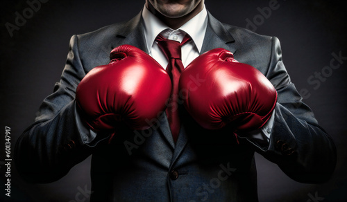 a businessman in a suit with boxing gloves © Nilima