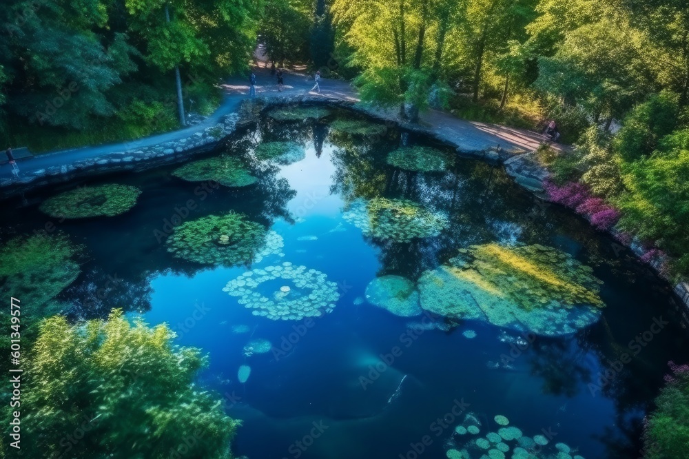 Fototapeta premium lake in the park made with generative ai