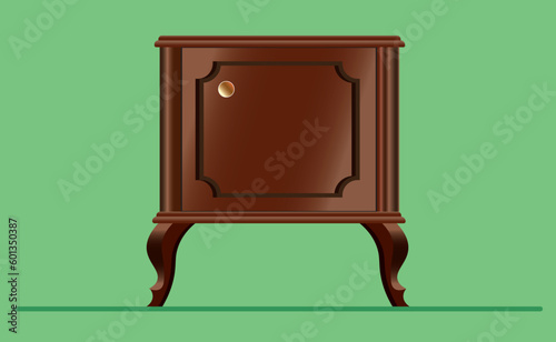 bedside table, vector illustration, green background
