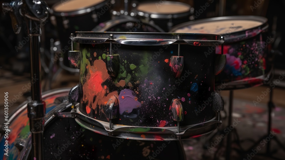 Fototapeta premium beautiful picture of drums covered in paint