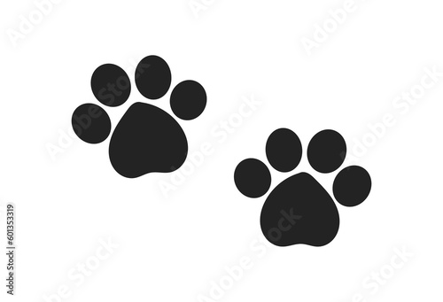 Two cat paw prints icons on transparent background. PNG illustration.