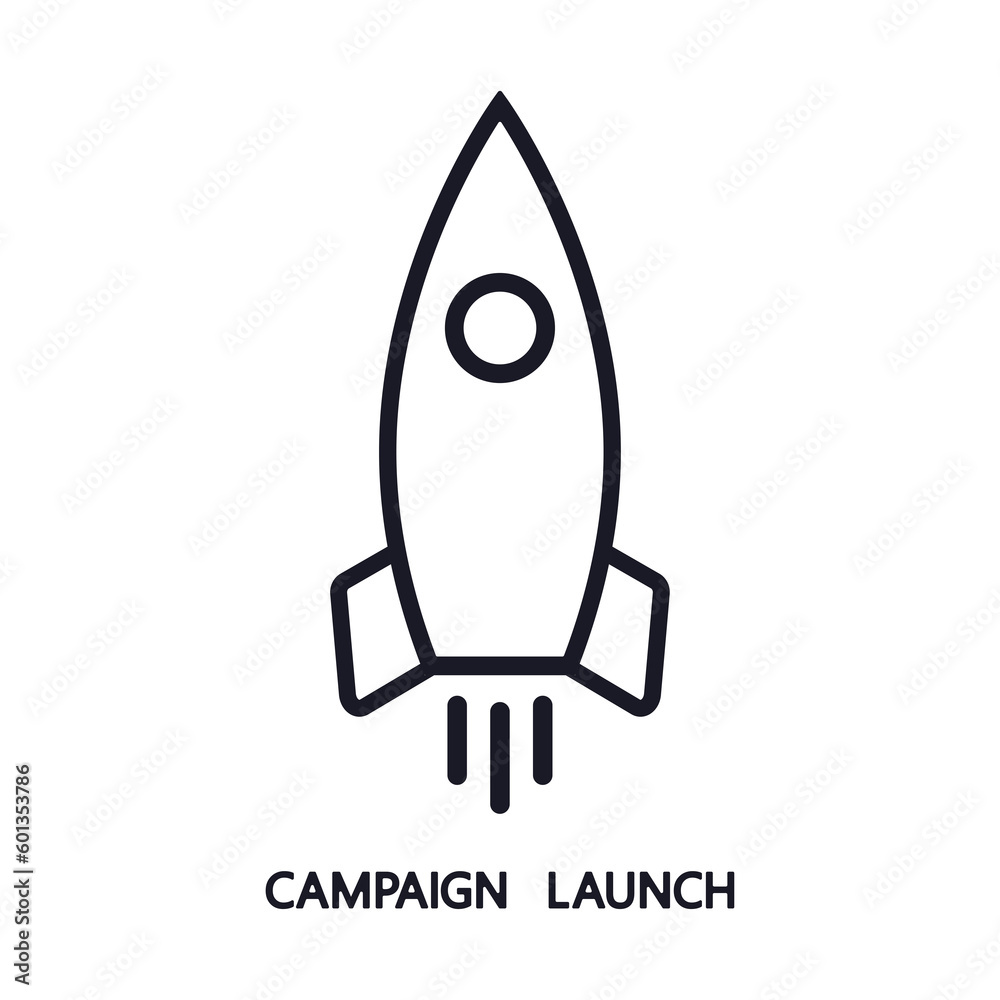 Rocket line icon, campaign launch concept symbol. Rocket line icon, campaign launch concept symbol.