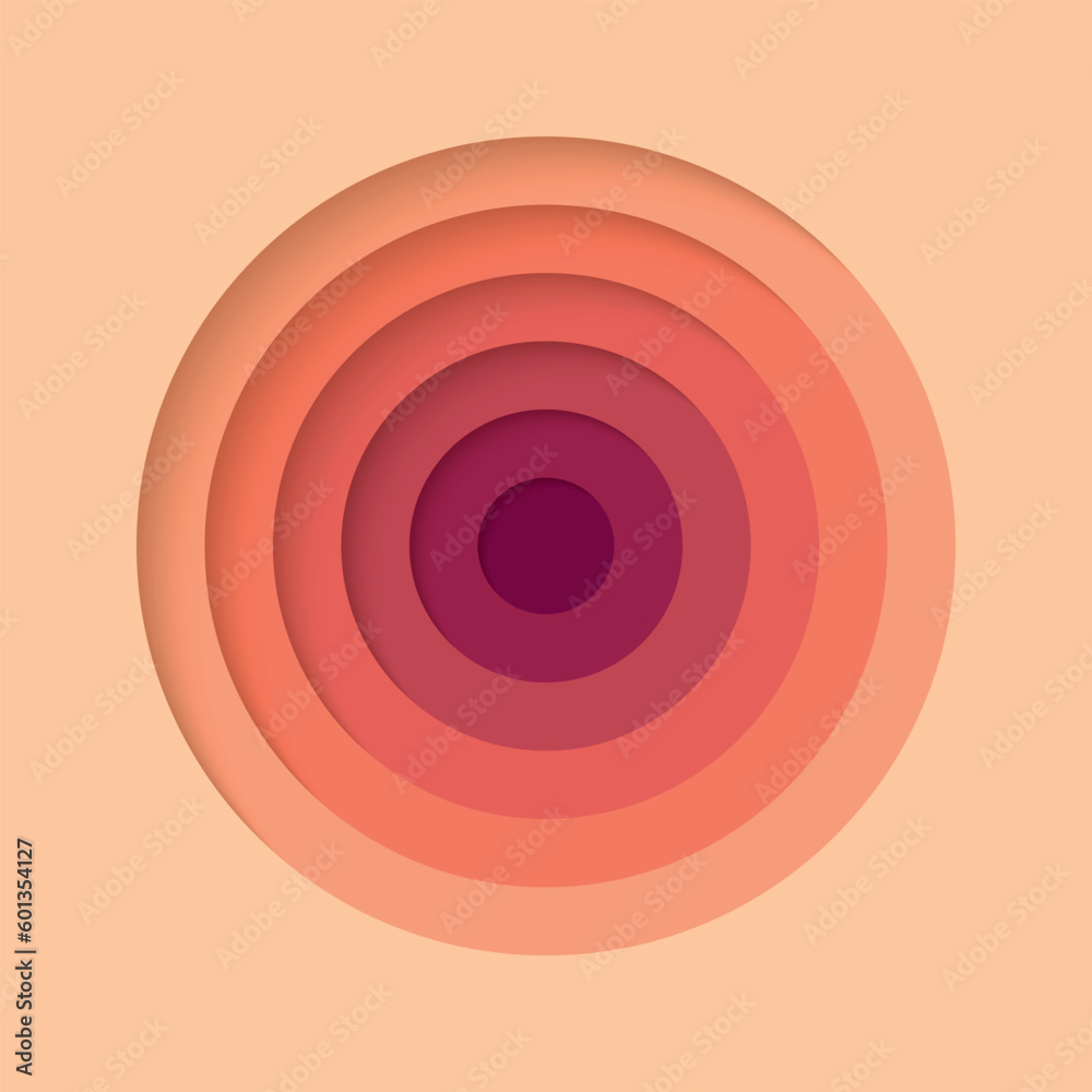 3D background with paper cut from orange to red colours round holes. Realistic design layout for presentation, flyer, poster, banner, business card. Geometric vector illustration. 3D background with paper cut from orange to red colours round holes. Realistic design layout for presentation, flyer, poster, banner, business card. Geometric vector illustration.