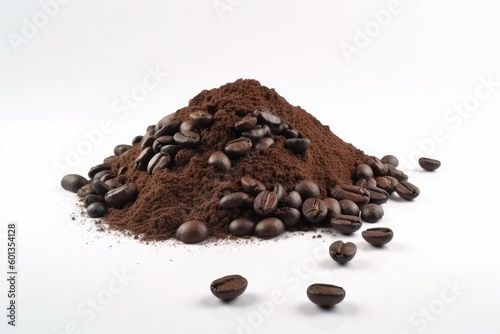 Ground coffee beans powder. Generate Ai