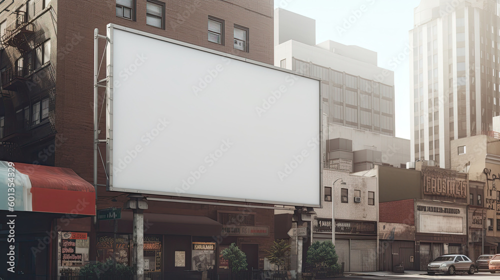 Blank empty billboard in an urban environment. Generative AI Blank empty billboard in an urban environment. Generative AI