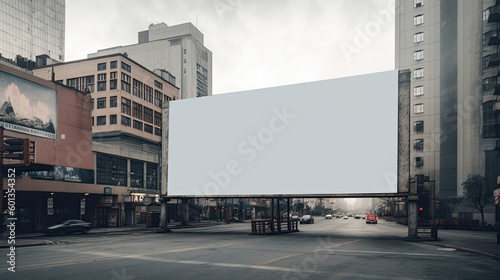 Blank empty billboard in an urban environment. Generative AI