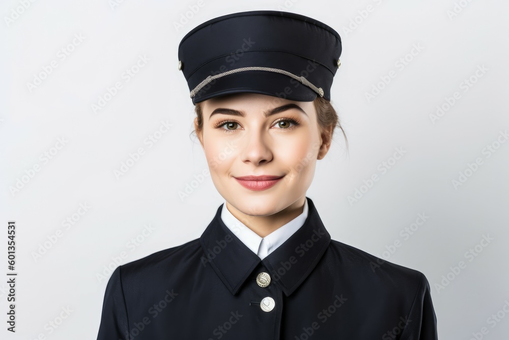 Hostess uniform smiling girl. Generate Ai Hostess uniform smiling girl. Generate Ai