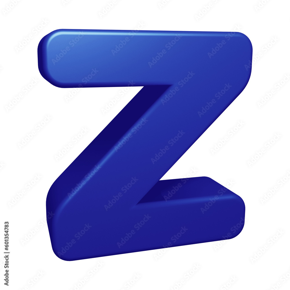 Blue alphabet letter z in 3d rendering for education concept Blue alphabet letter z in 3d rendering for education concept
