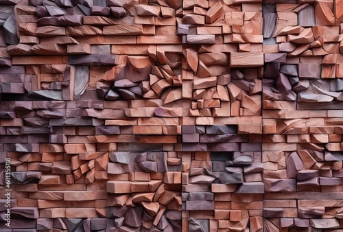 close up of a brick wall with dark brown color, generative ai