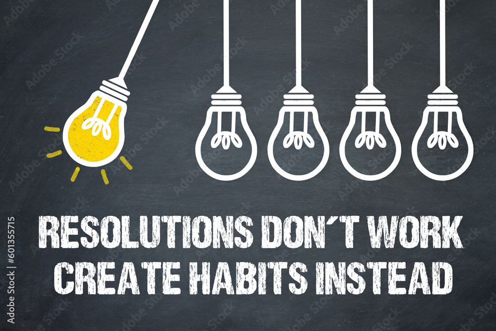 Naklejka premium Resolutions don´t work, create habits instead
