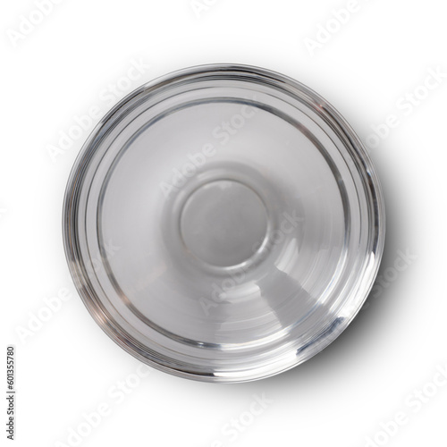Transparent glass bowl isolated on white background