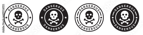 Dangerous label icon. Poison label. Skull icon, vector illustration