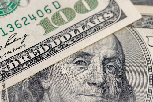 Wallpaper Mural several American hundred dollar bills close-up Torontodigital.ca