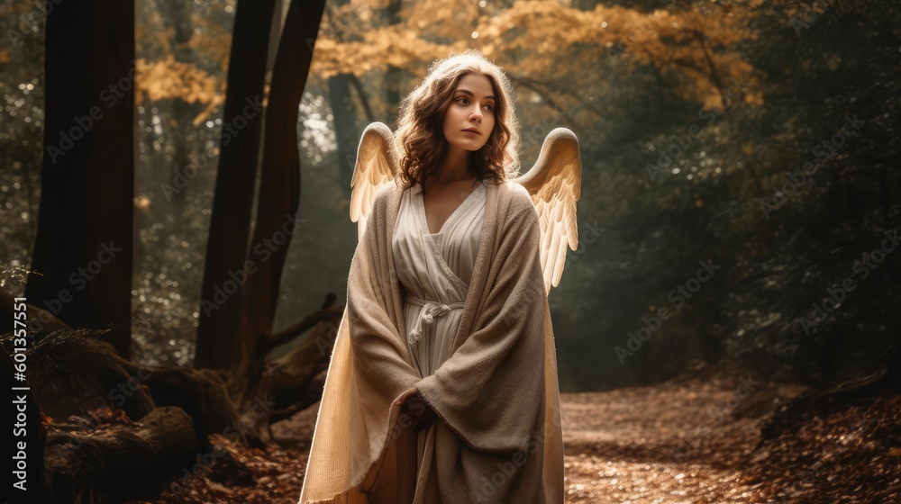 Fototapeta premium The Beautiful Angelic Girl Rendered by Generative AI