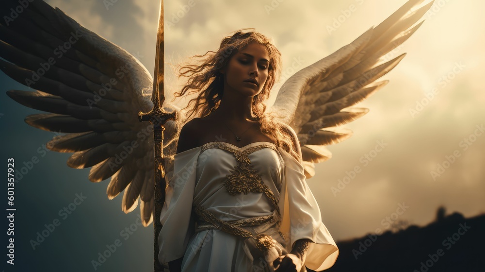 Fototapeta premium The Beautiful Angelic Girl Rendered by Generative AI
