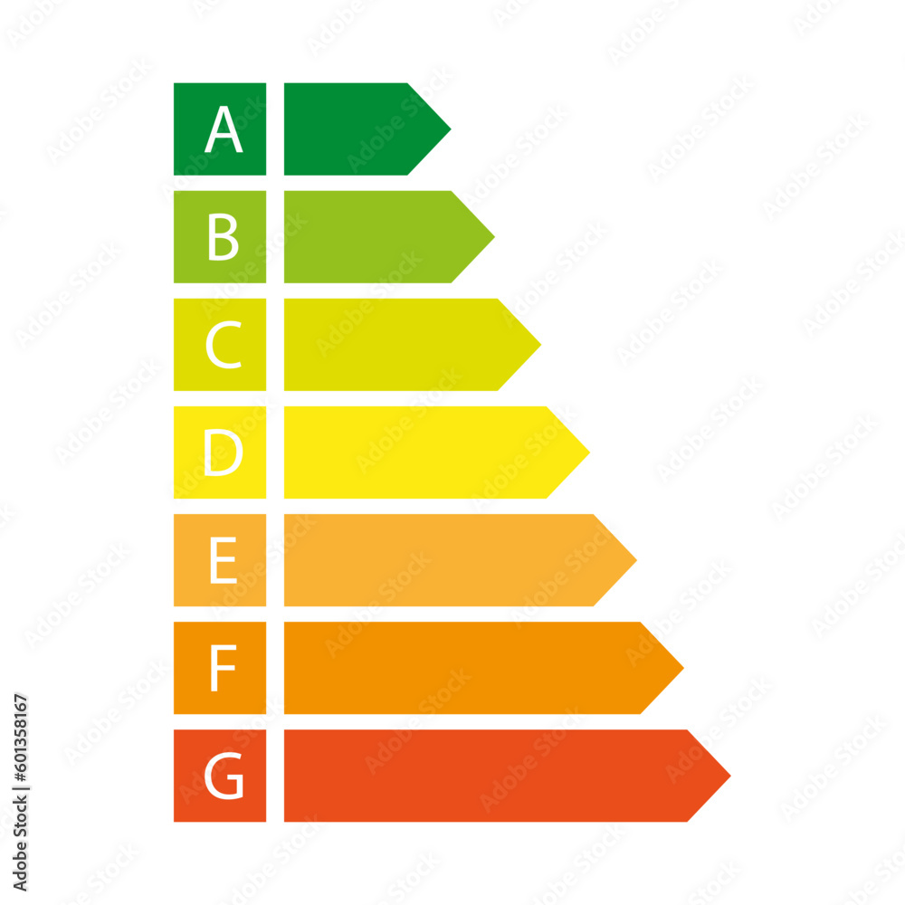 energy efficiency label on white background. energy saving label. energy label a, b, c, d, e, f, g. Vector illustration. energy efficiency label on white background. energy saving label. energy label a, b, c, d, e, f, g. Vector illustration.