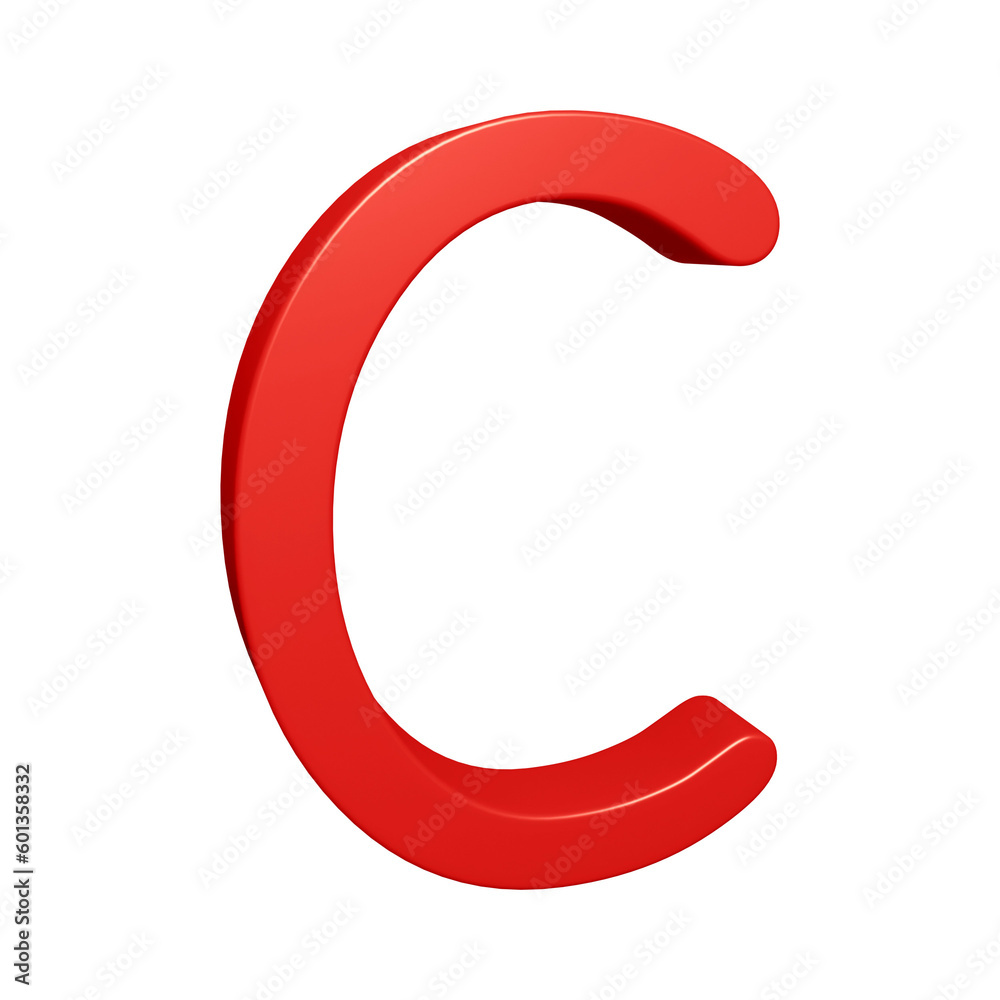 Red alphabet letter c in 3d rendering for education concept Red alphabet letter c in 3d rendering for education concept