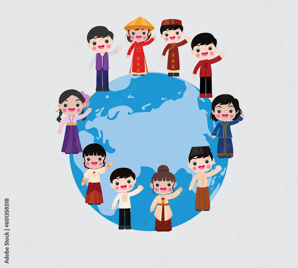 people kid national characters on earth, Different cultures stand. people kid national characters on earth, Different cultures stand.