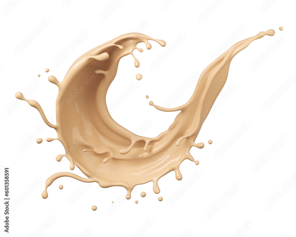 Fototapeta premium foundation splash cream for beauty cosmetic product, 3d illustration.