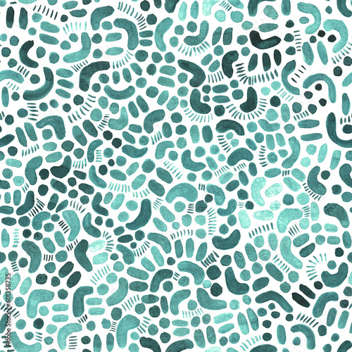 Watercolor abstract seamless pattern. Creative texture with bright abstract hand drawn elements. (ID: 601358735)