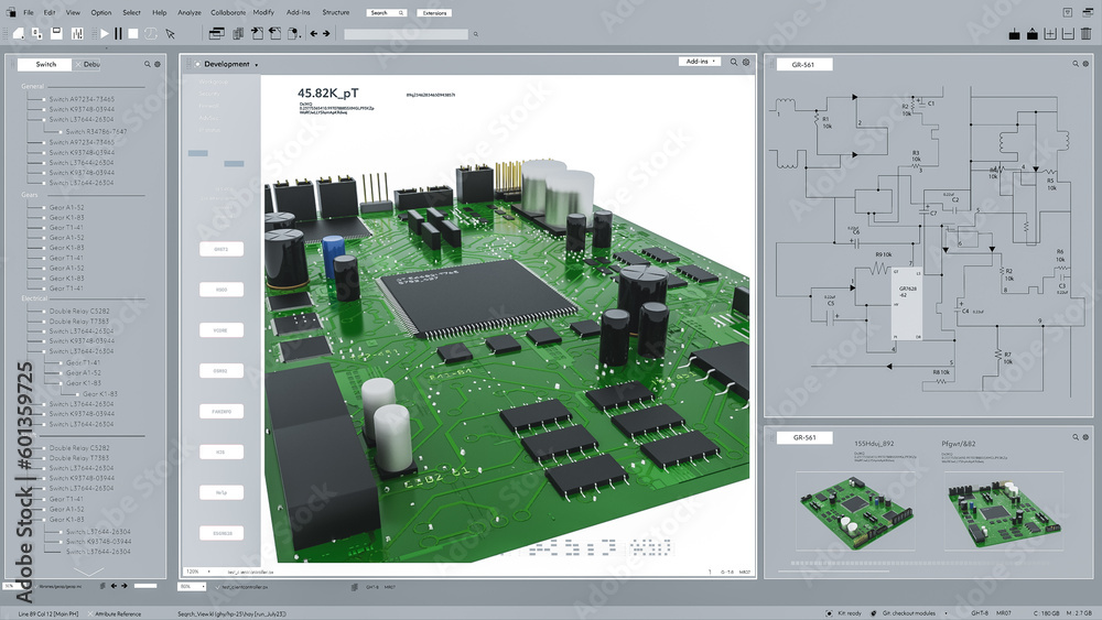 Light Interface Mockup of Professional CAD Computer Software Zoom In On ...