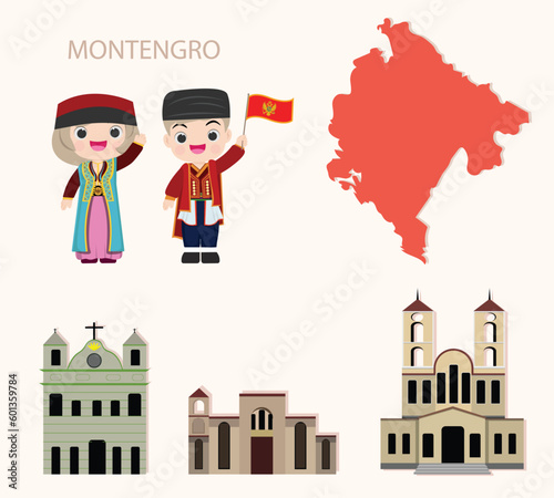 Montengro international Economic Community Infographic with Traditional Costume