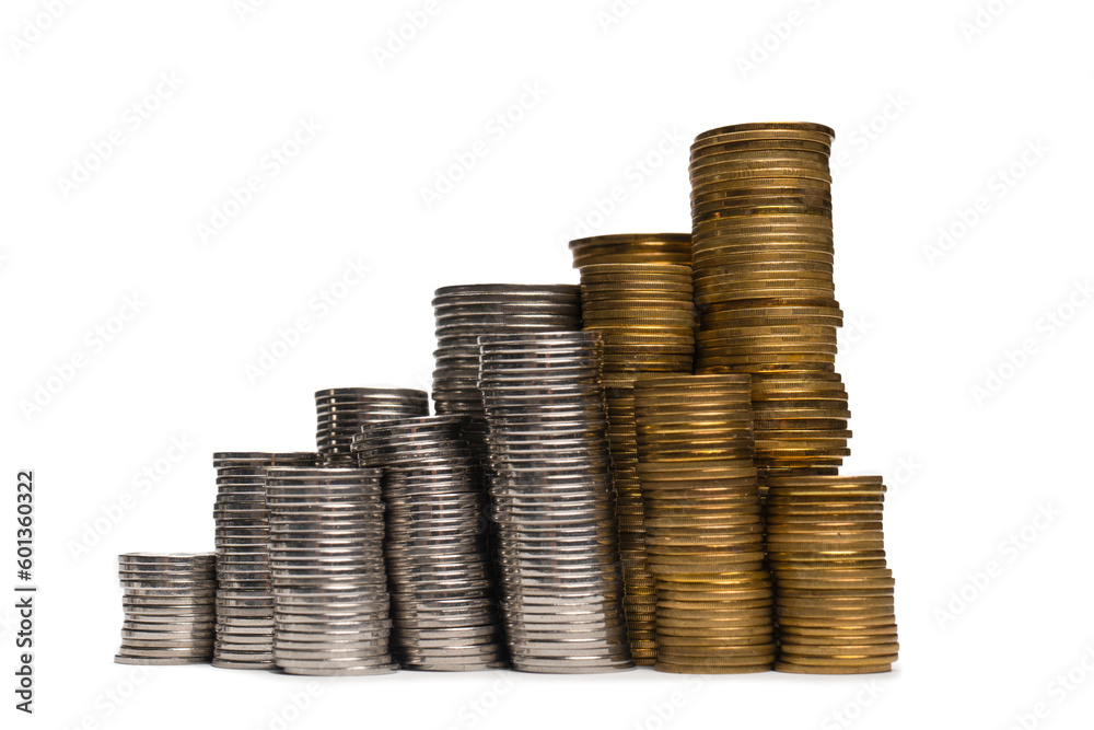 Pile of coins isolated on a white background. Pile of coins isolated on a white background.