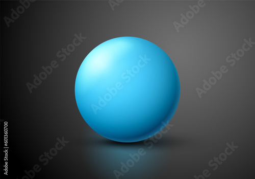 Blue ball. Sphere on a dark background. Vector for your graphic design.