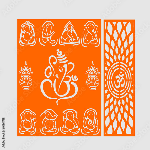 vector om jaali with a square for mandir decoration for cnc cutting
swastika, Ganesh, deep with welcome Kaman frame.