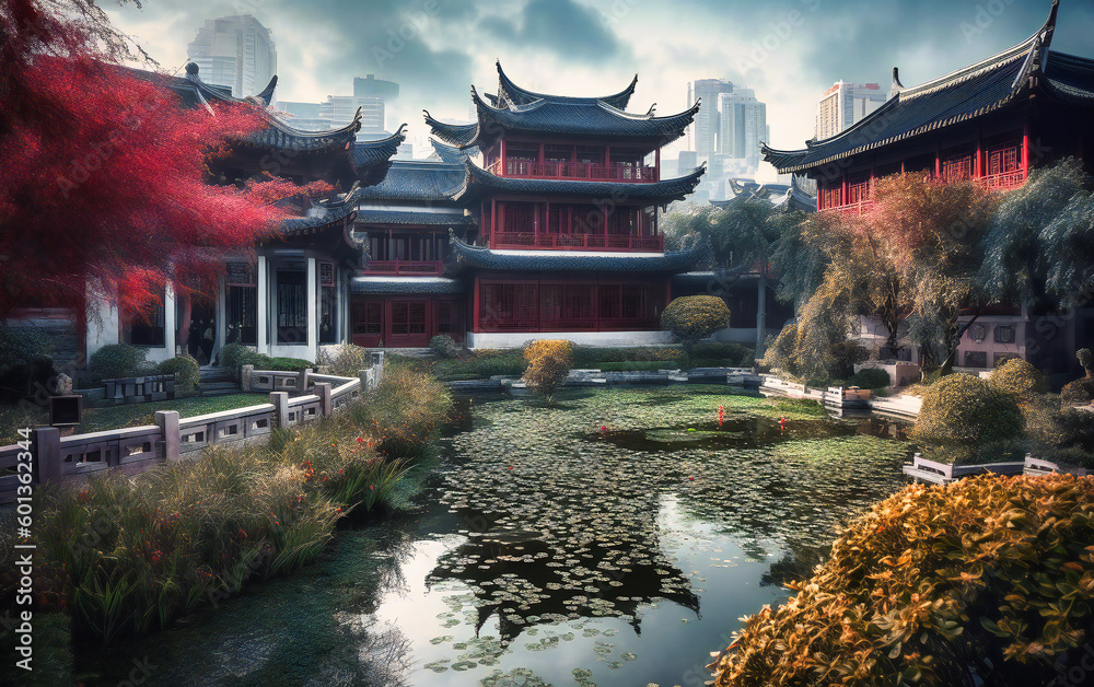 Obraz premium view of chinese traditional garden, shanghai