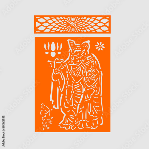 vector om jaali with a square for mandir decoration for cnc cutting
swastika, Ganesh, deep with welcome Kaman frame. photo