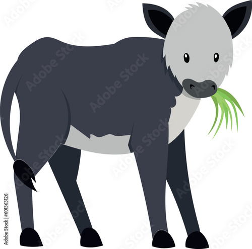 Cute calf isolated on white background. Vector illustration for children.