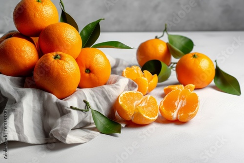 Tangerines grey table fruit. Generate Ai © nsit0108