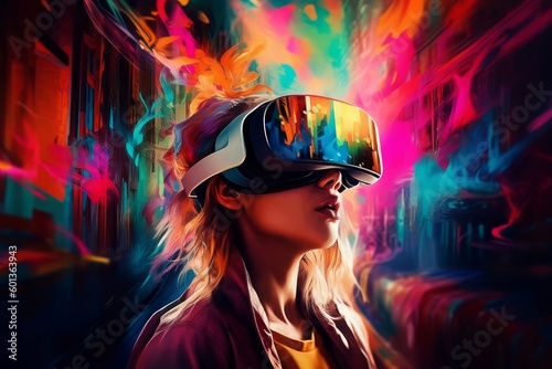 Woman virtual reality digital. Generate Ai