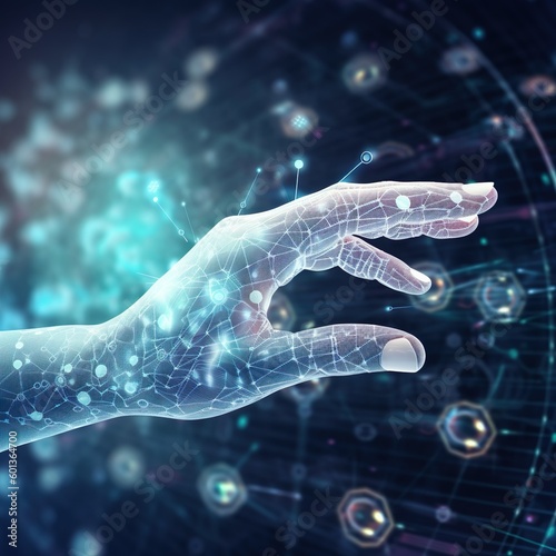 3d illustration of hand connecting with the digital world,  created with generative Ai