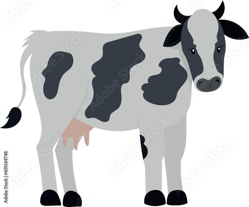 Cute cow isolated on white background. Vector illustration for children.