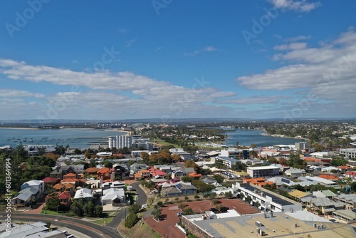 An aerial view of the small town