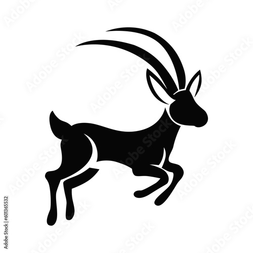 Gazelle. Antelope. Silhouette of an animal s head. Linear art. black  linear  vector art. icon. Closeup. Used for prints  stickers  web design. 