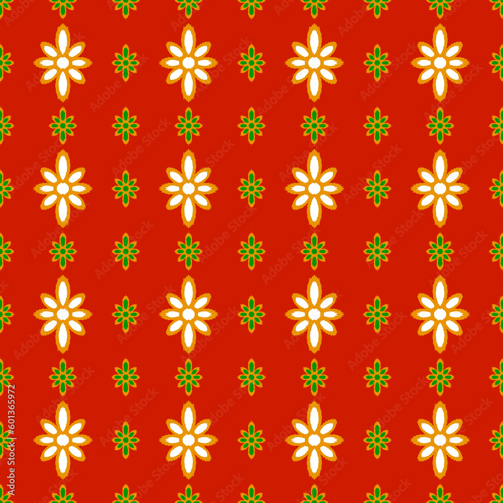 Ikat seamless pattern with flowers Ikat seamless pattern with flowers