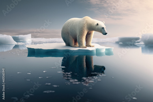 Polar bear in Antarctica, Generative AI © Uliana