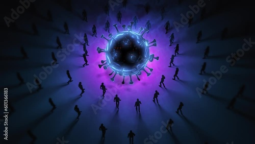 Tiny People virus Background. 3d animation.