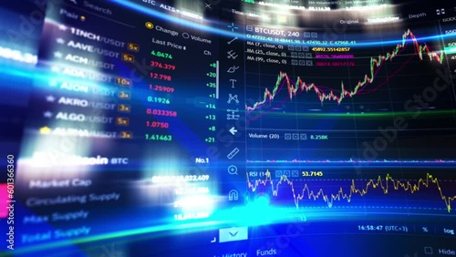 Cryptocurrency Trading Background 3d animation loopable