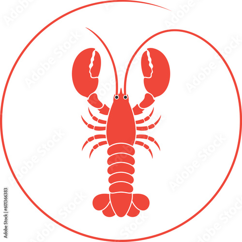 Red lobster logo. Isolated lobster on white background