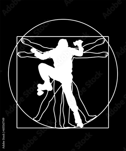 Vitruvian Boulderer Bouldering Silhouettte