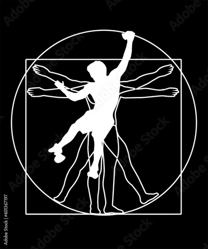 Vitruvian Boulderer Bouldering Silhouettte
