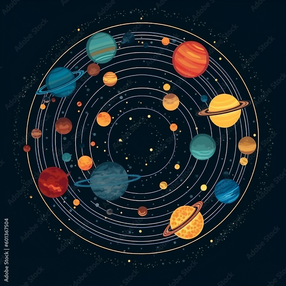 Space Planets In Circle