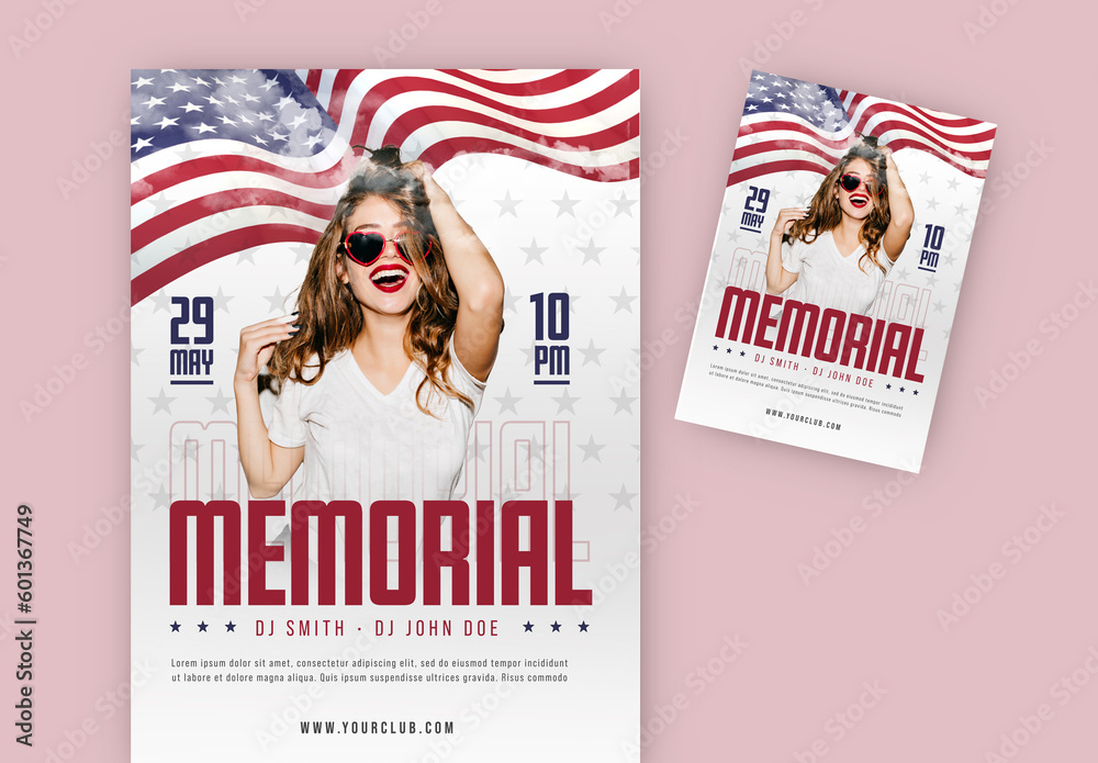Memorial Day Party Flyer and Poster Stock Template | Adobe Stock