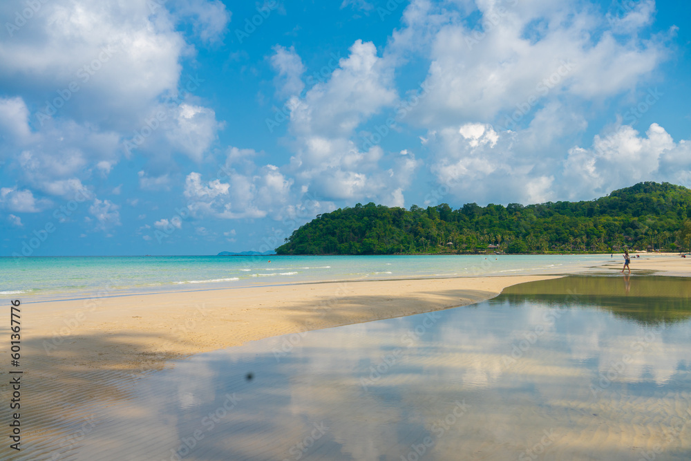 Beautiful sea beach wave white sand blue sky with cloud Beautiful sea beach wave white sand blue sky with cloud