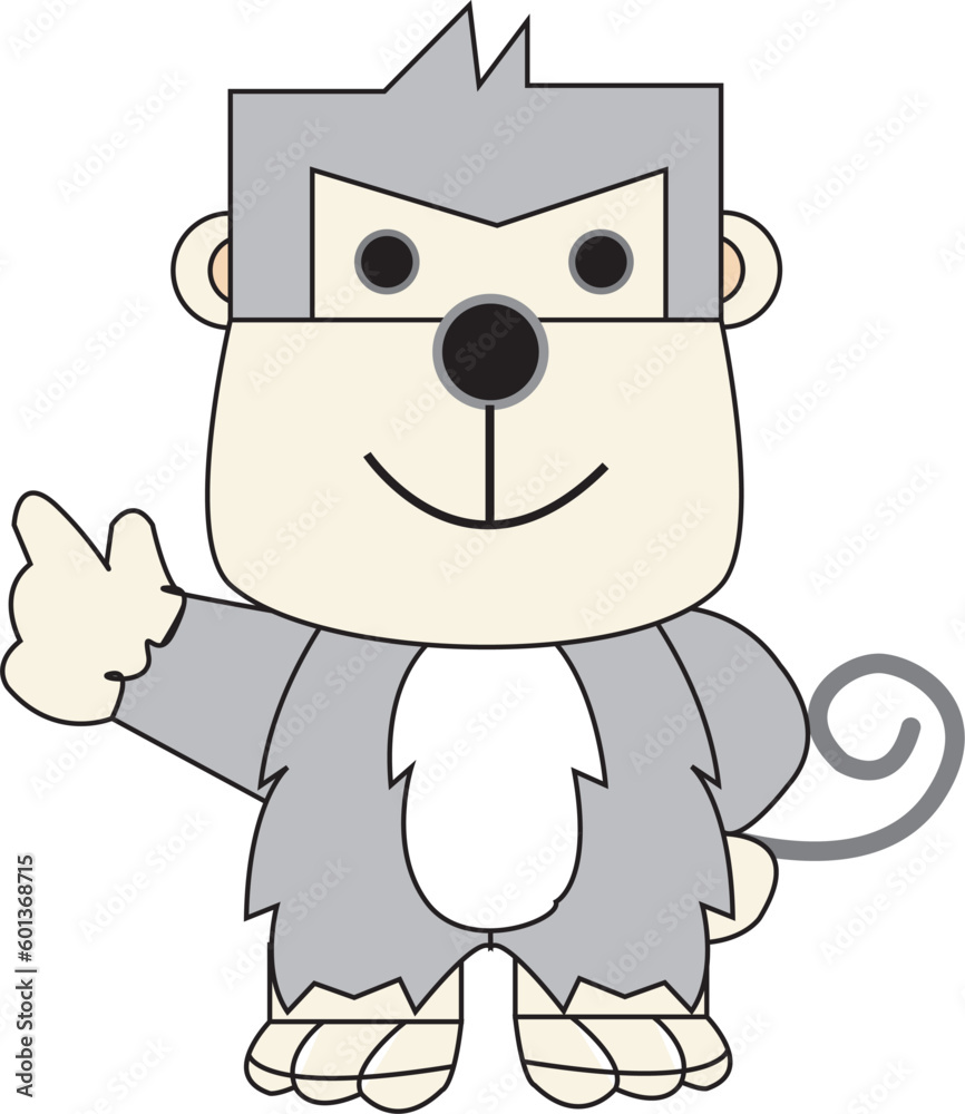Fototapeta premium naughty little gray monkey cartoon