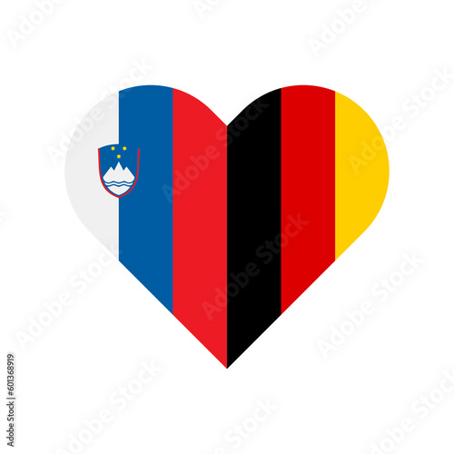 unity concept. heart shape icon of slovenia and germany flags. vector illustration isolated on white background